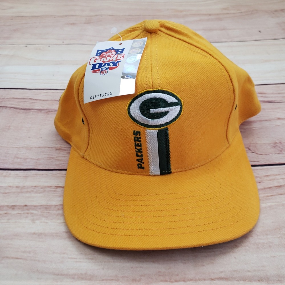 VINTAGE Green Bay‎ Packers Hat Cap Snap Back Yellow NFL Football Logo 7 90s